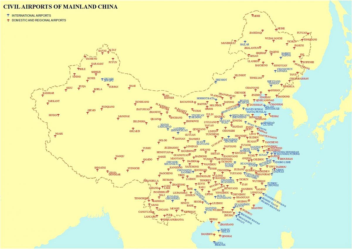 Carte des aéroports de Chine