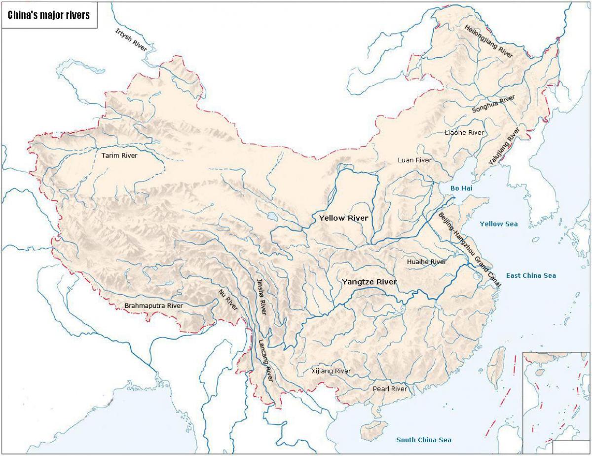 Carte des fleuves en Chine