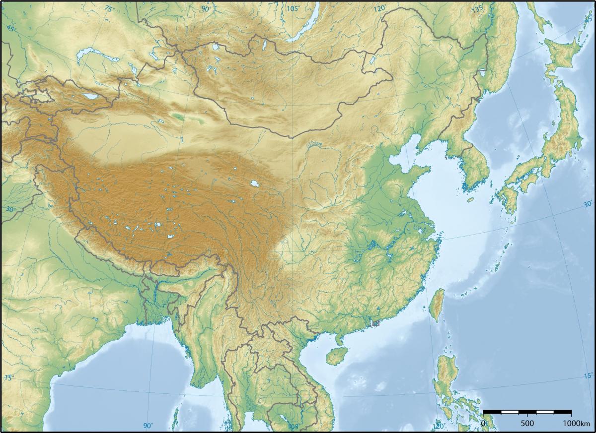 Carte topographique de la Chine