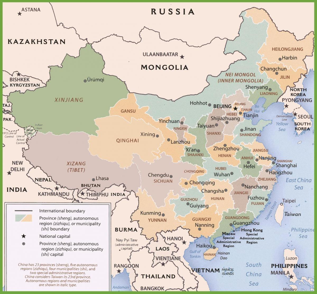 La Chine sur une carte